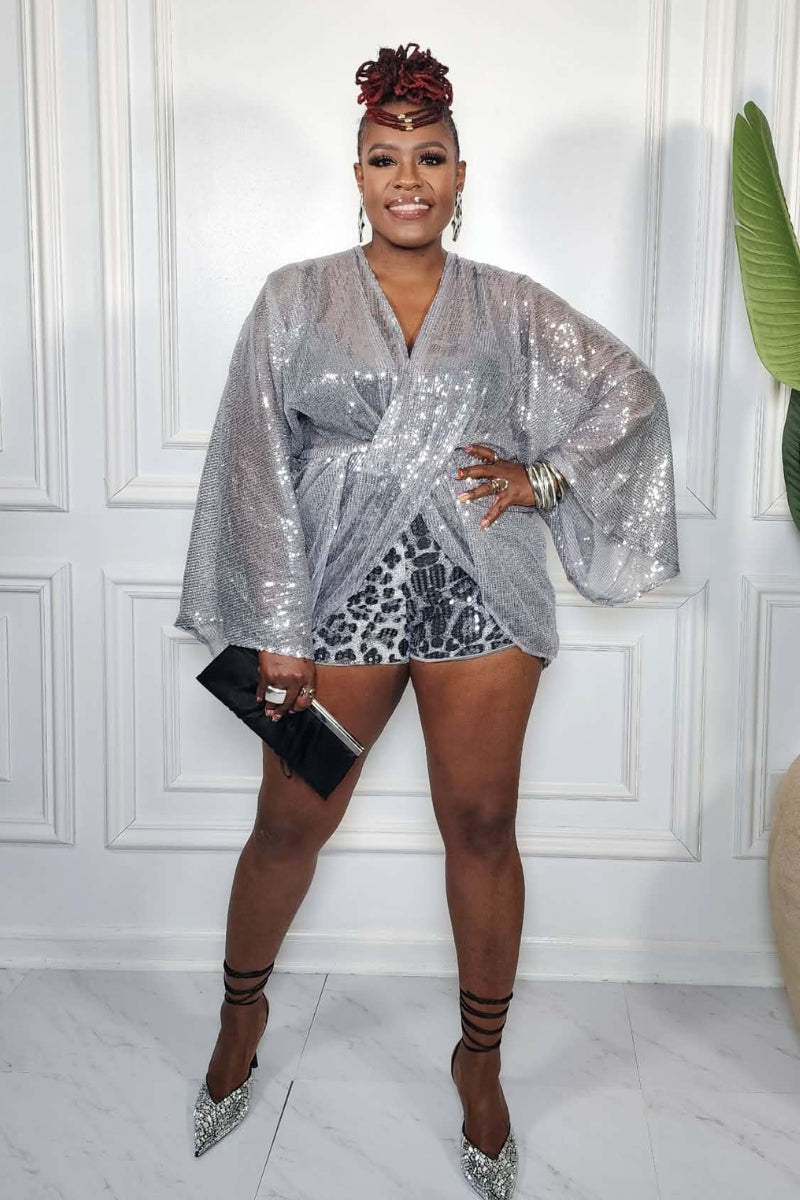 Silver Spotlight Kimono Top