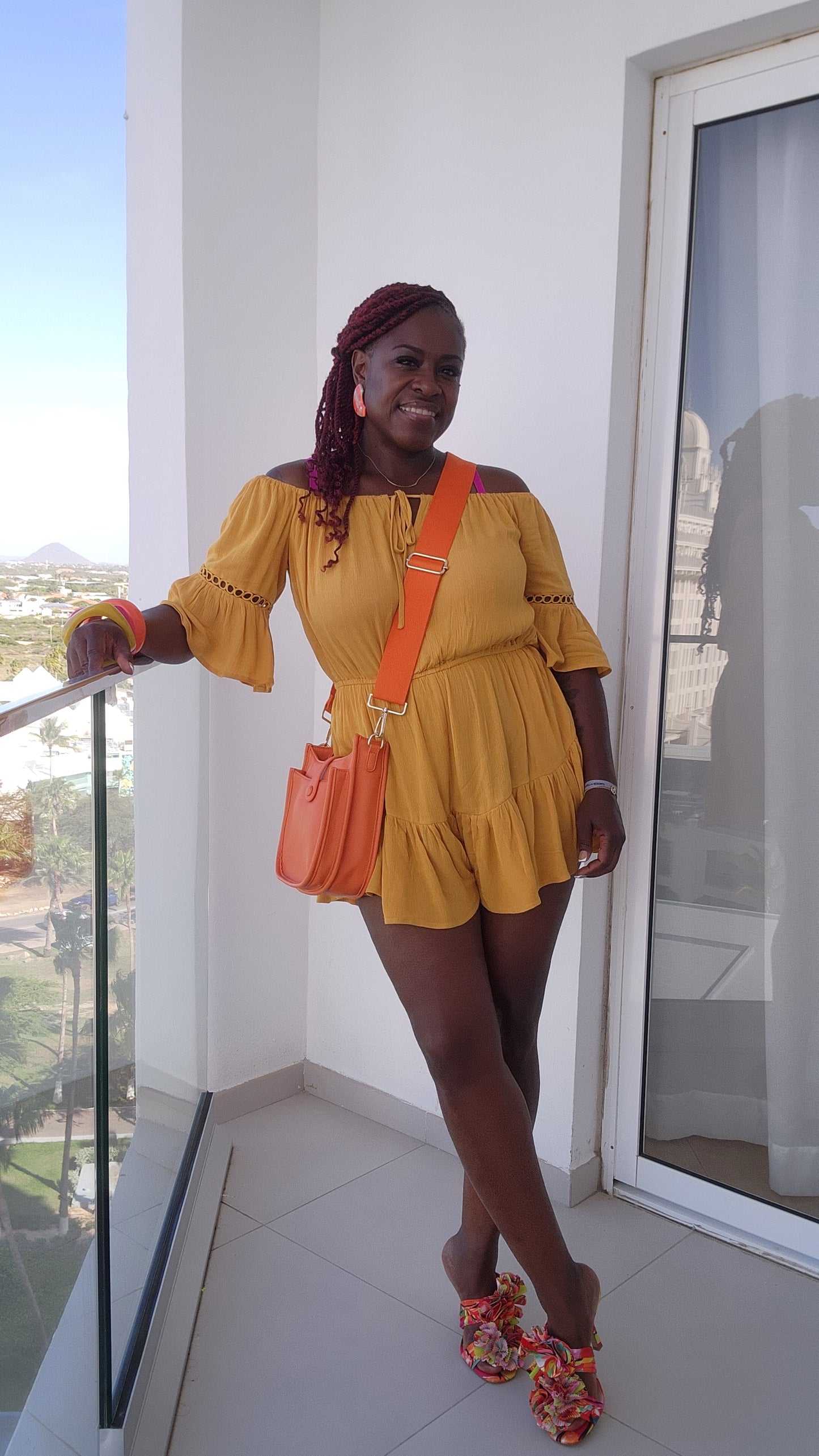 Golden Glow Off-Shoulder Romper