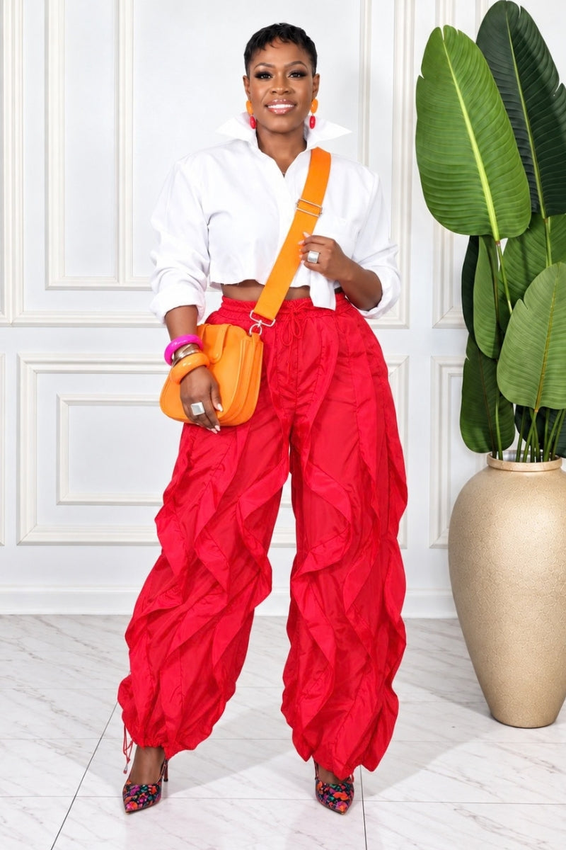 Rouge Ruffle Pants by Vogue & Vibes Fashion