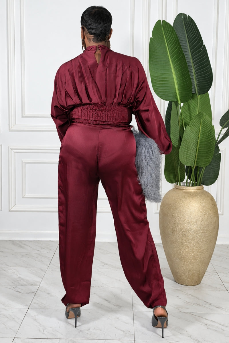The Amara Jumpsuit (Burgundy)