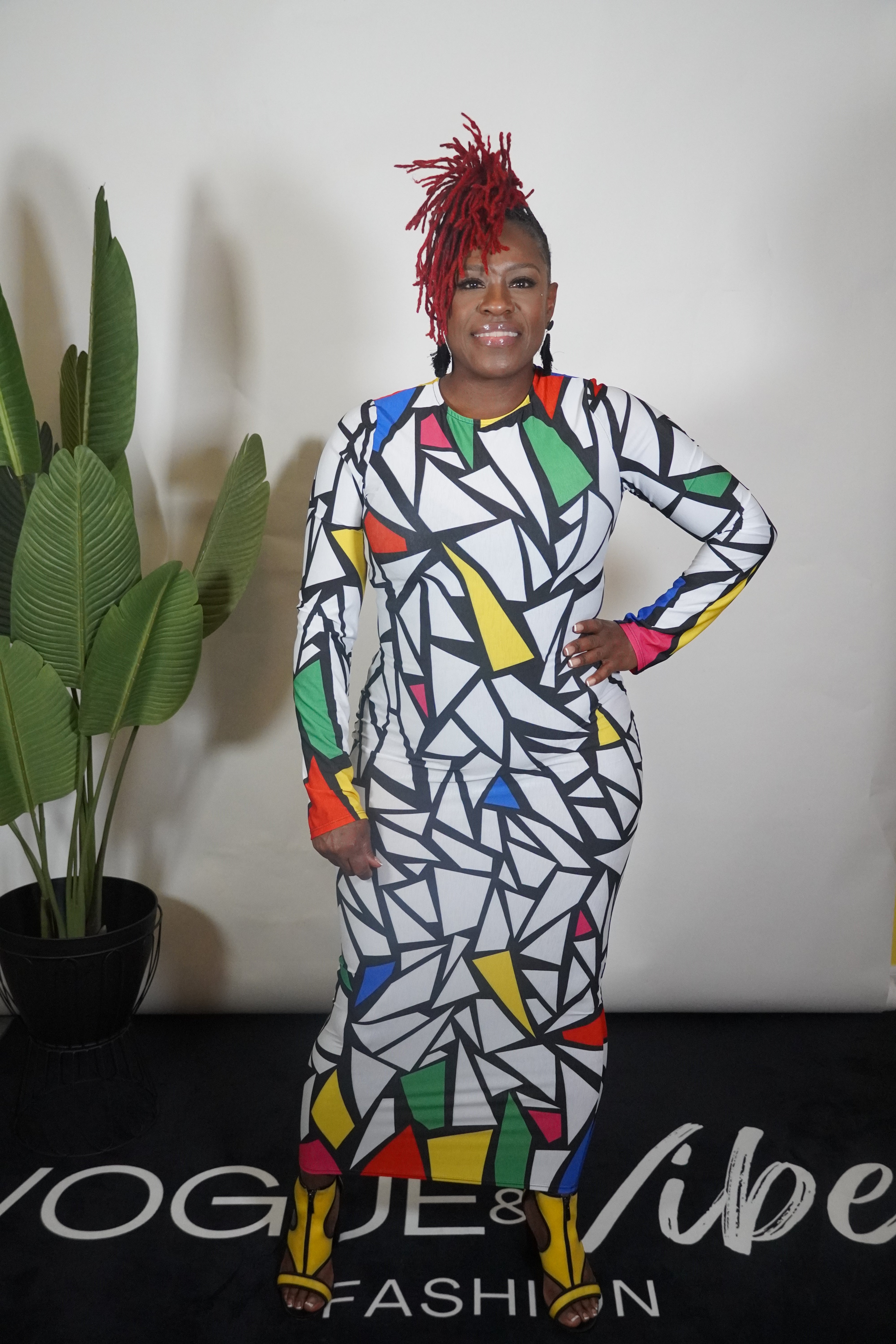 MOSAIC COLOR BLOCK MAXI DRESS