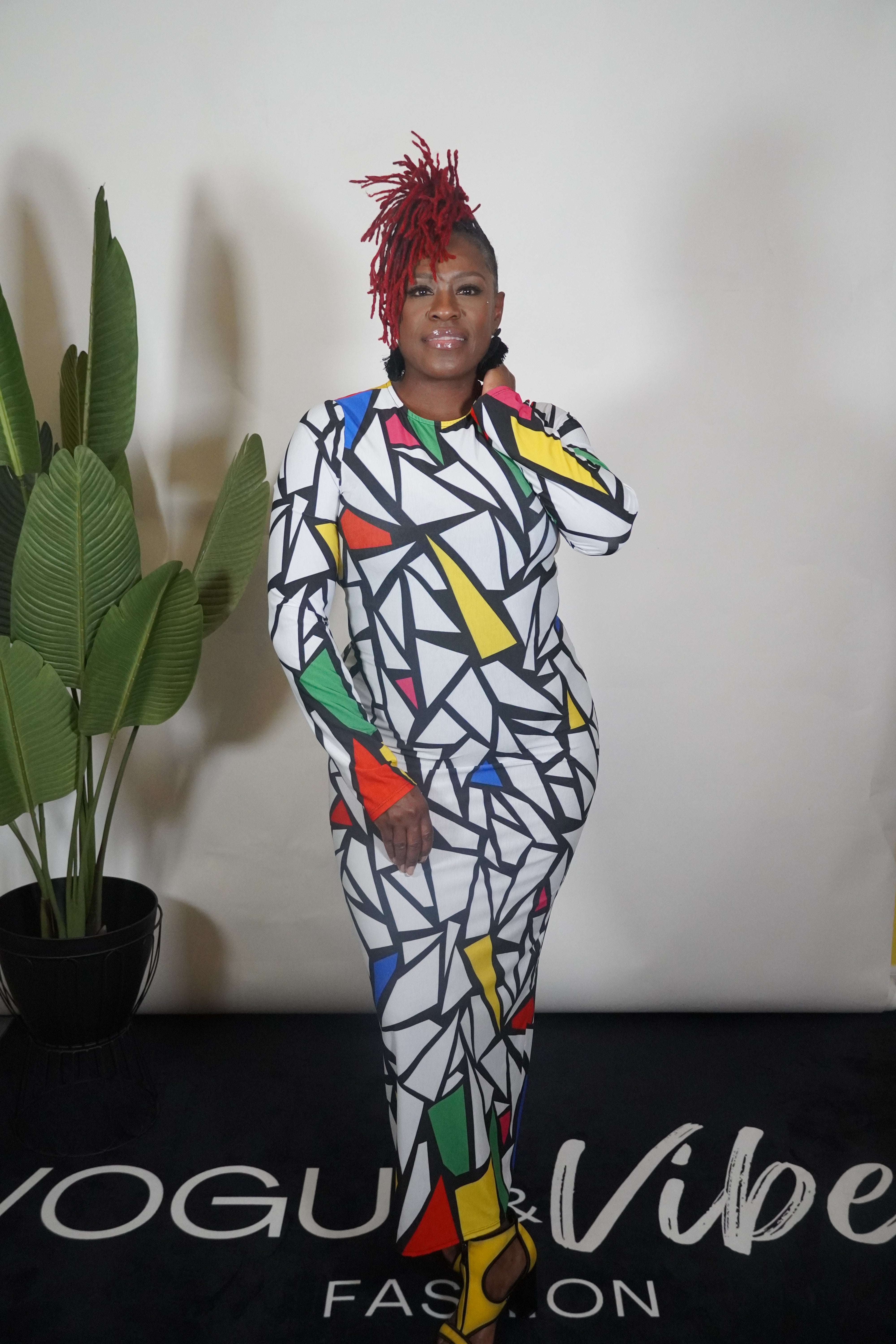 MOSAIC COLOR BLOCK MAXI DRESS