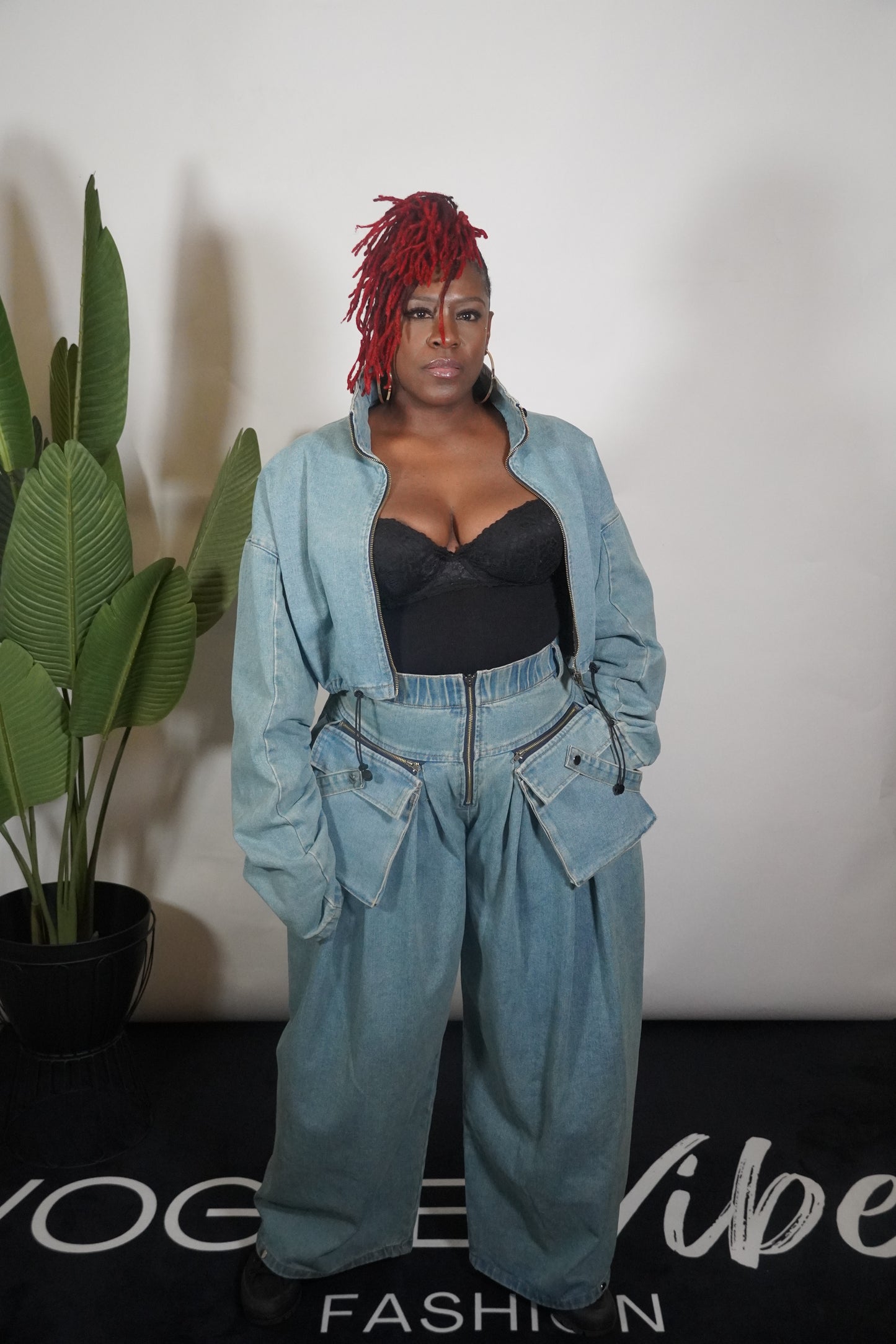 Two Piece Denim Wide Legged Set