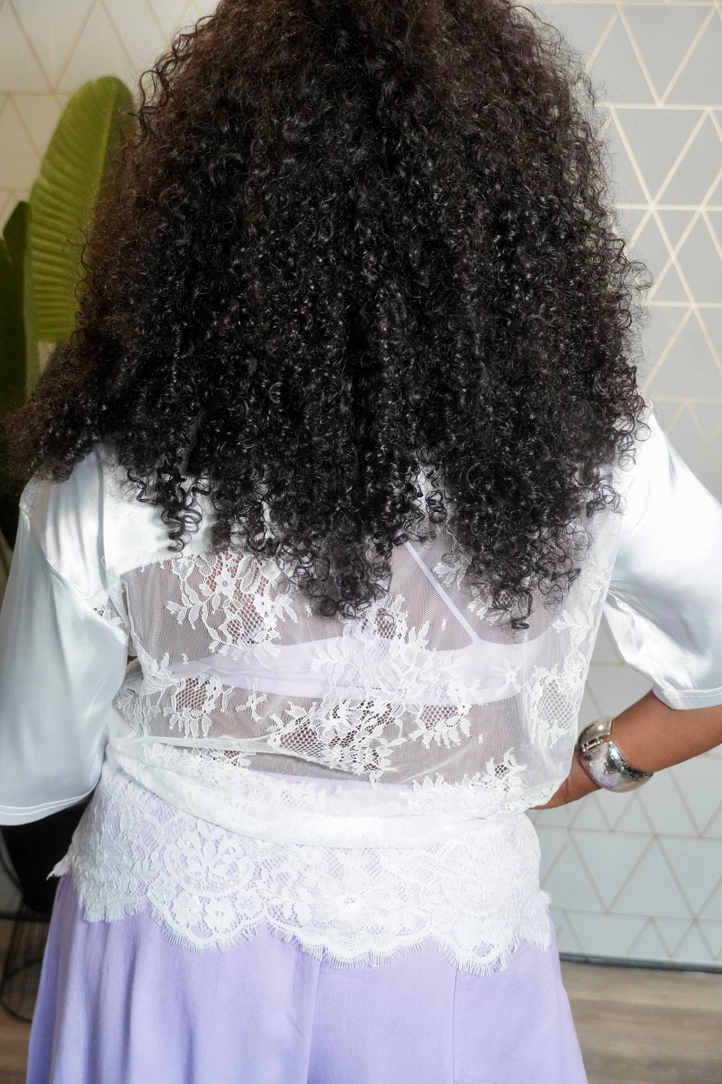 White Blinged out Lace Jersey