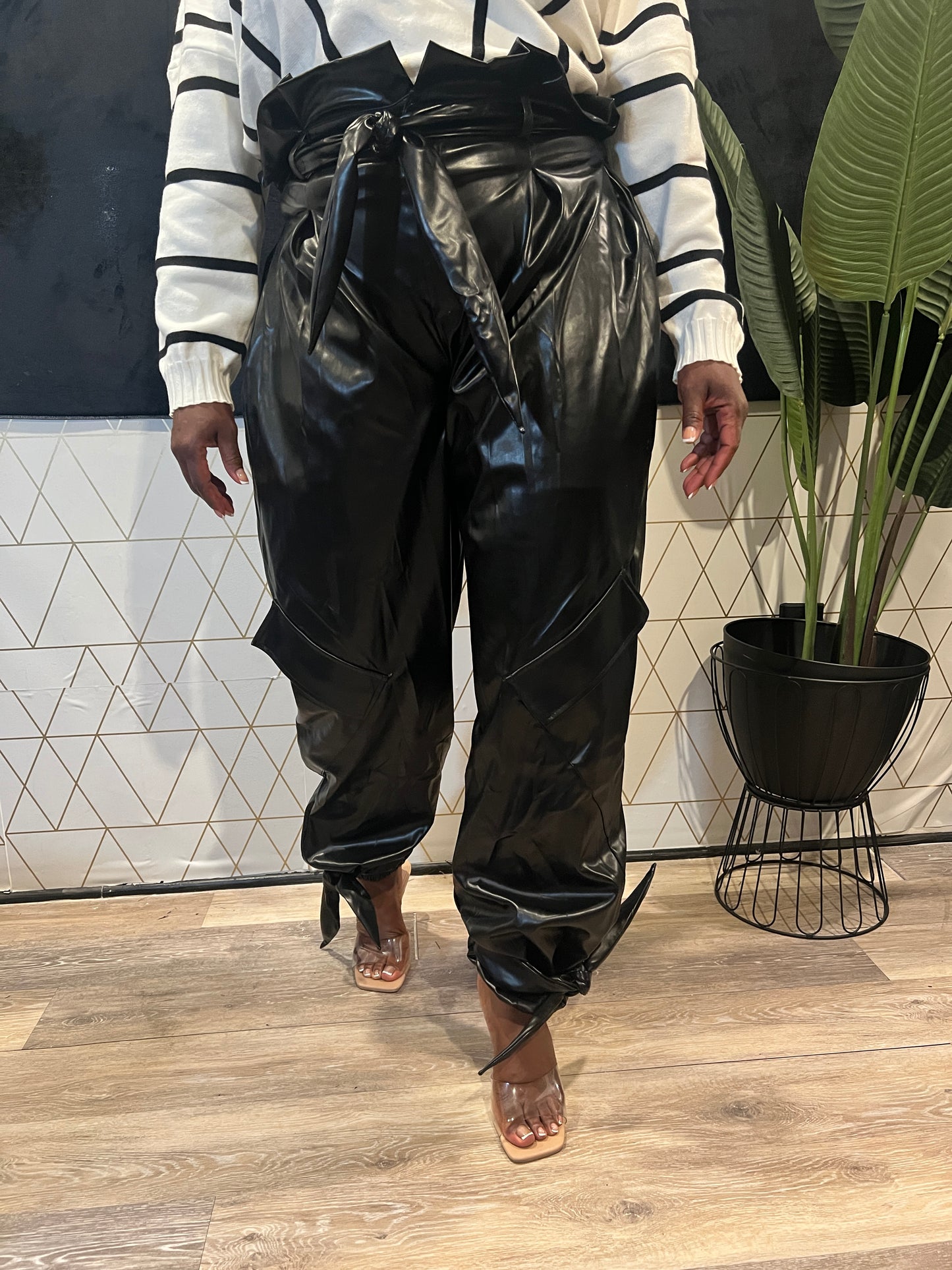 Chic Black Faux Leather Pants