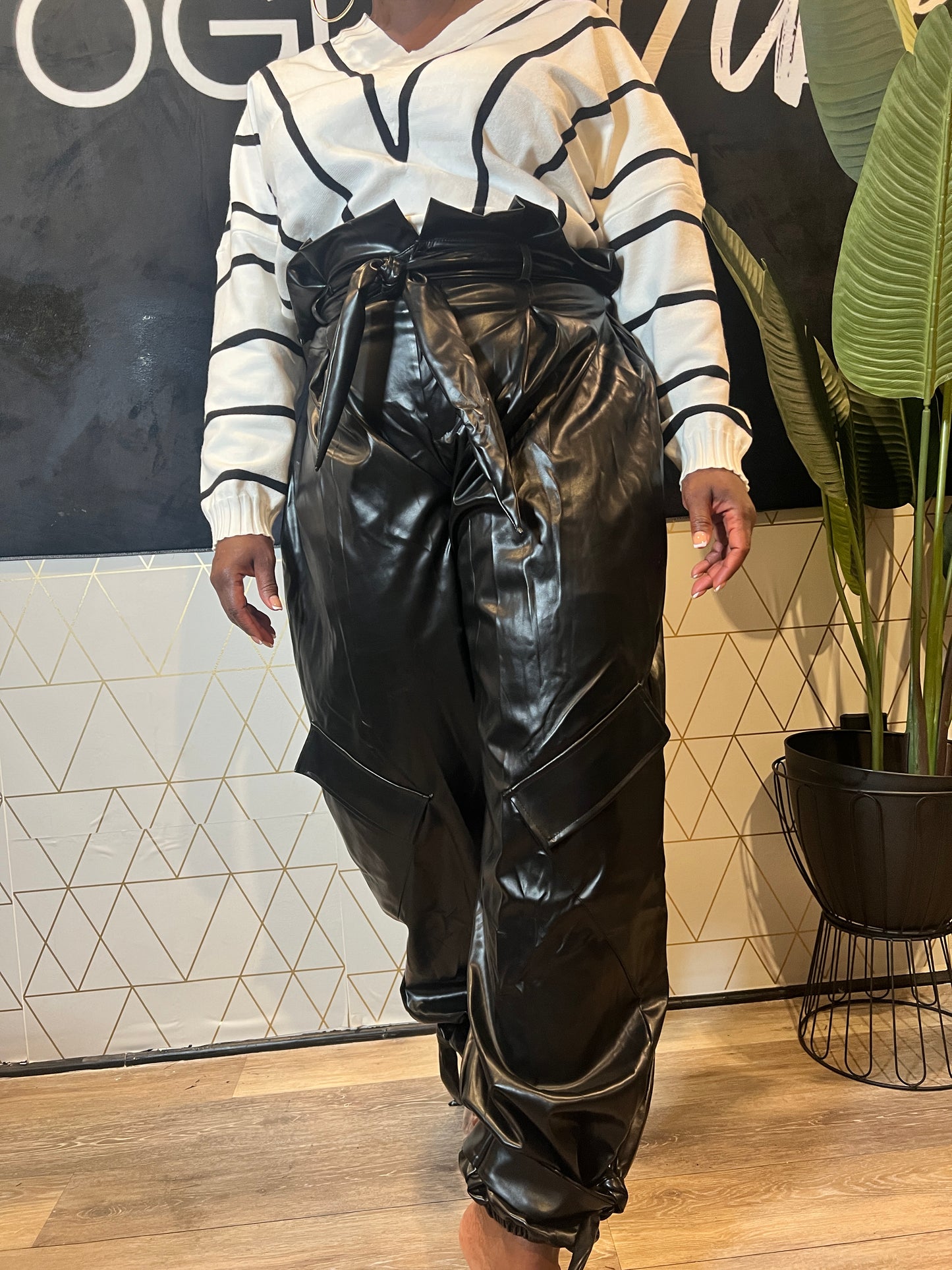 Chic Black Faux Leather Pants