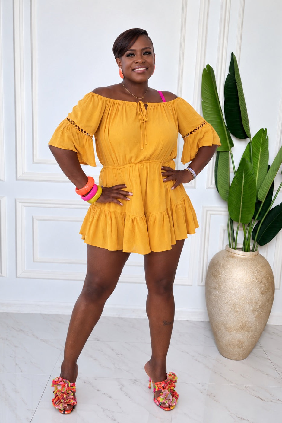 Golden Glow Romper by Vogue & Vibes Fashion