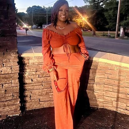 BRICK WOVEN TOP AND PANT SET