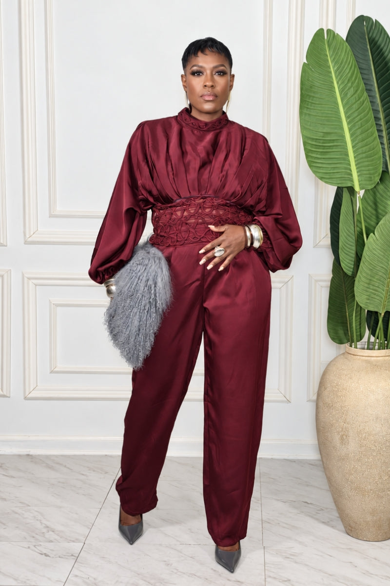 The Amara Jumpsuit (Burgundy)