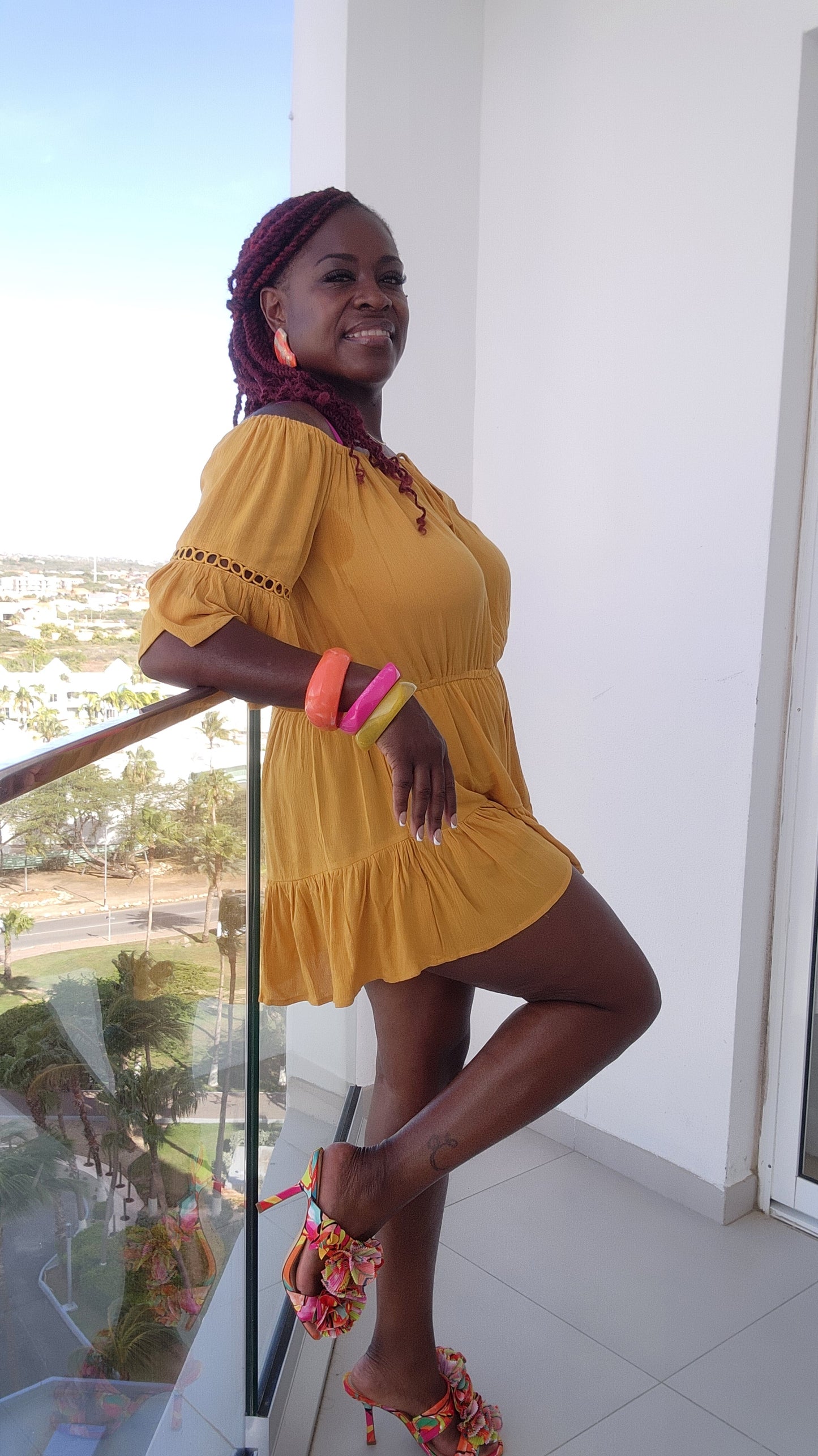 Golden Glow Off-Shoulder Romper