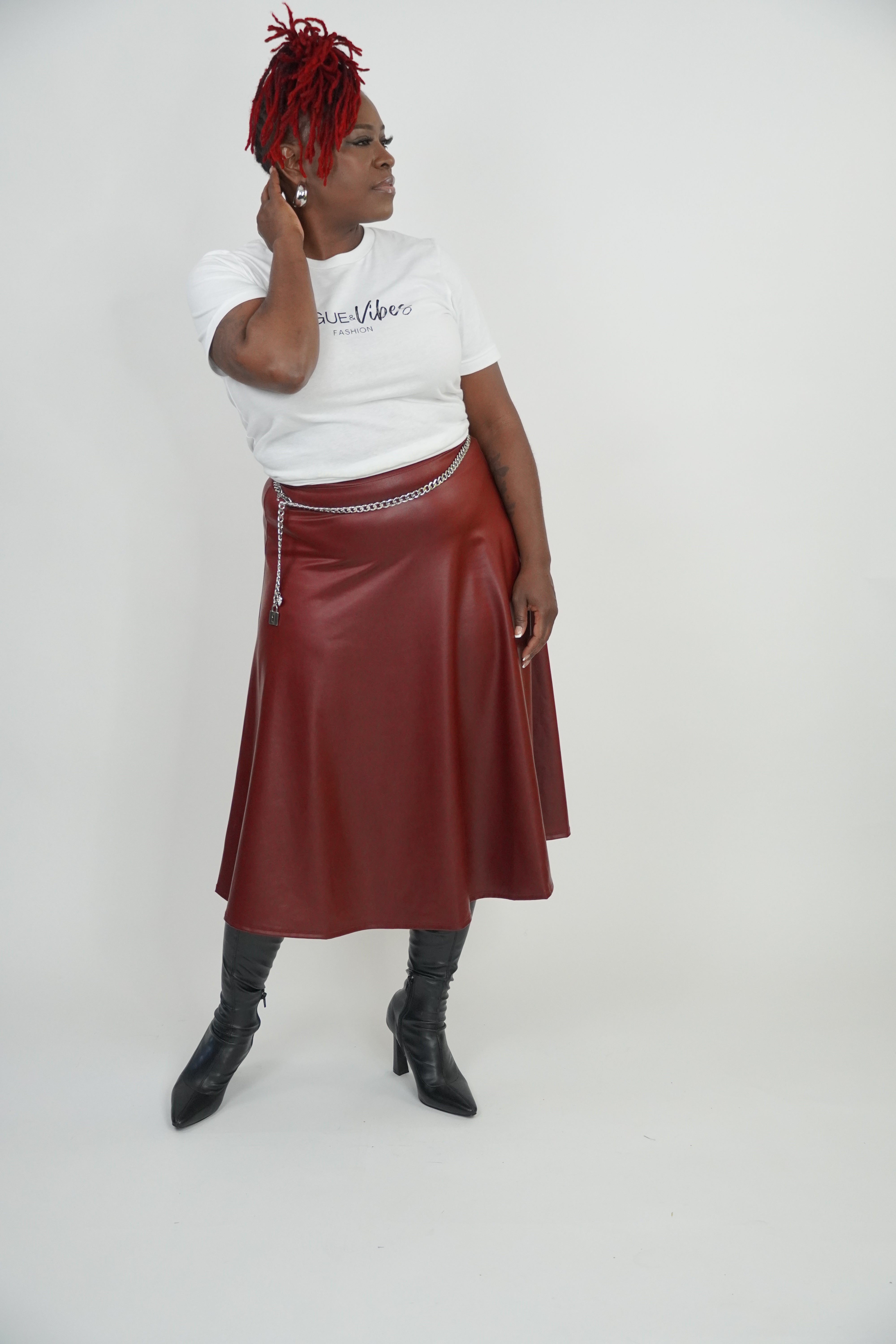 Burgundy Faux leather skirt
