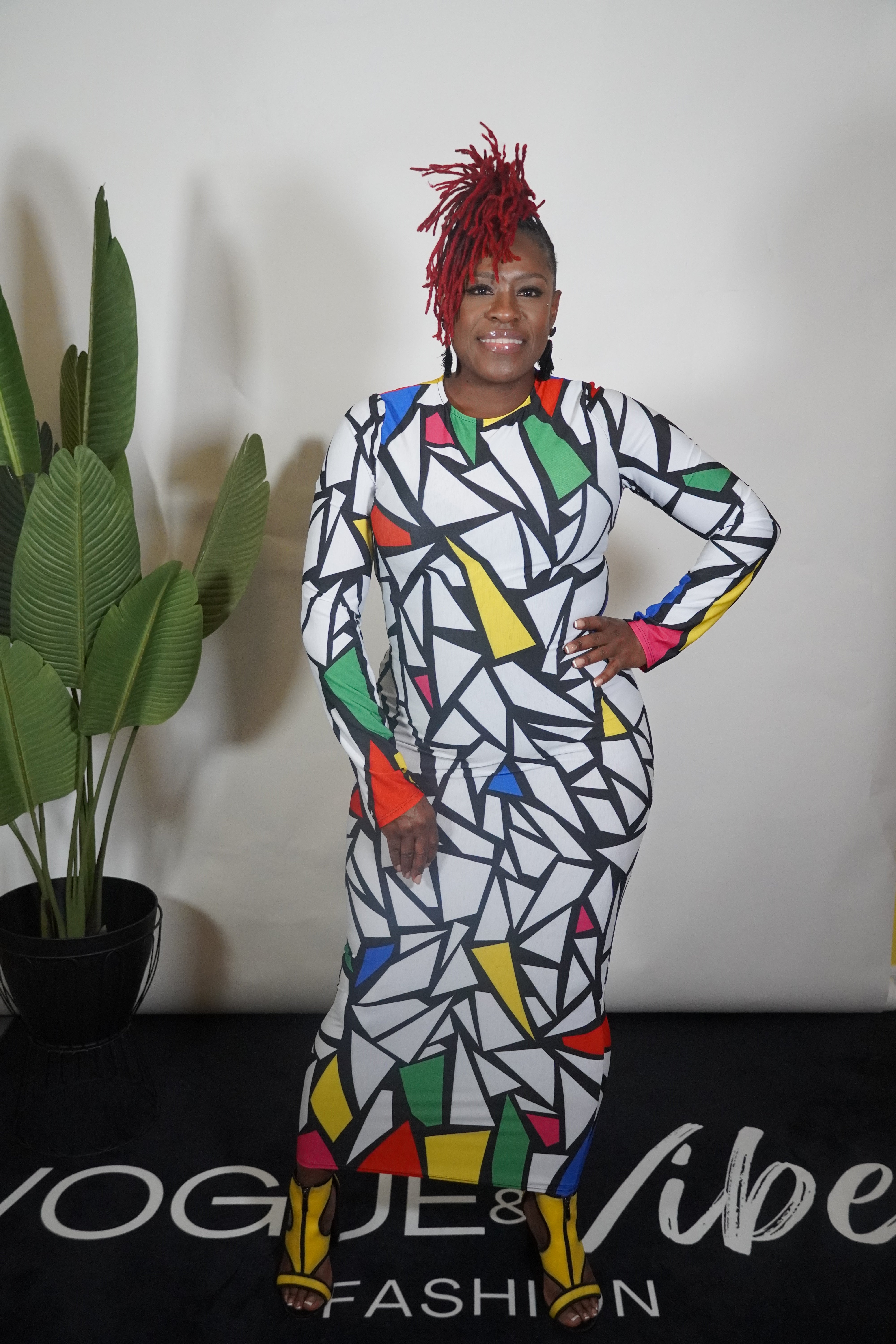 MOSAIC COLOR BLOCK MAXI DRESS