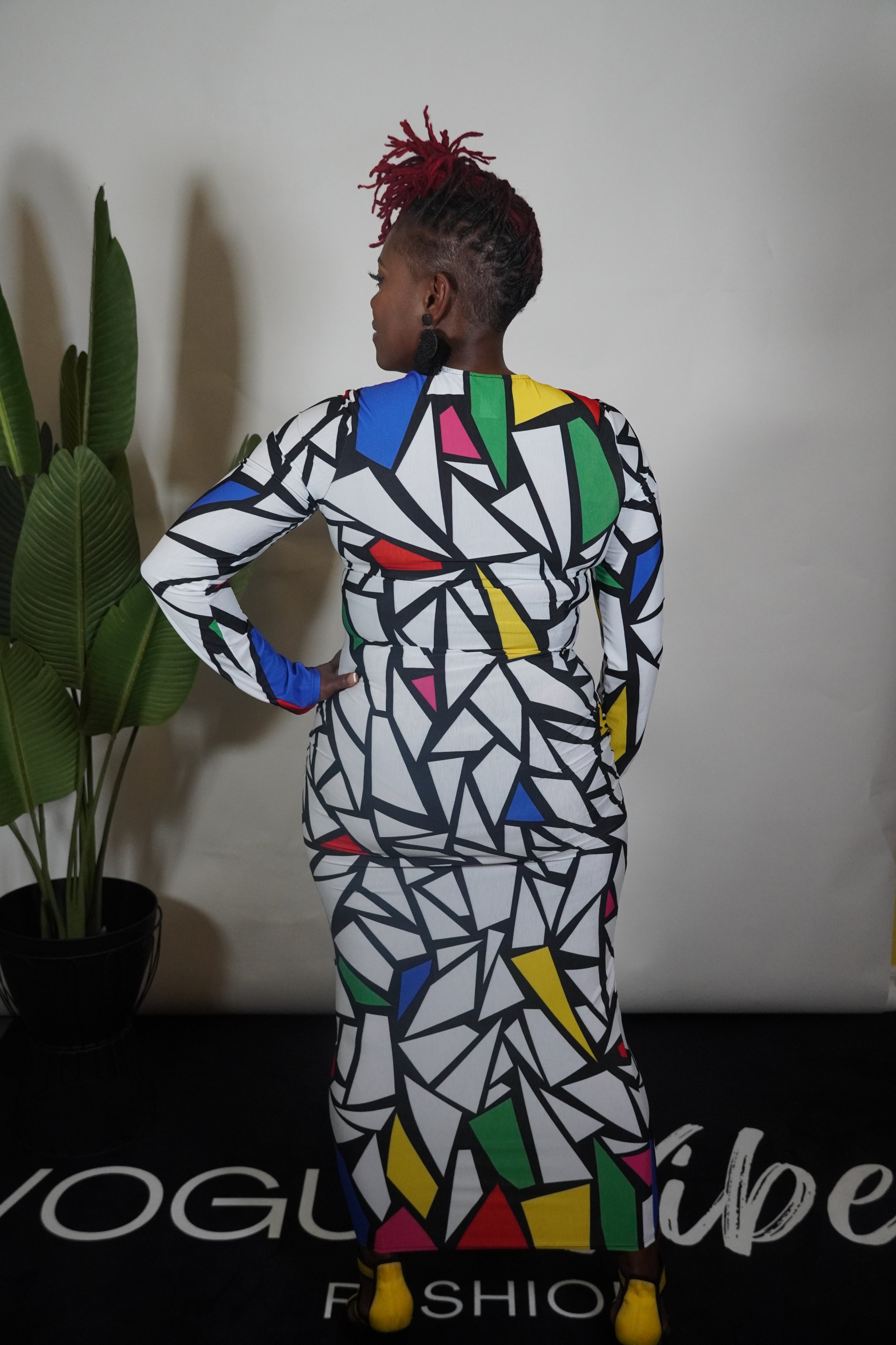 MOSAIC COLOR BLOCK MAXI DRESS