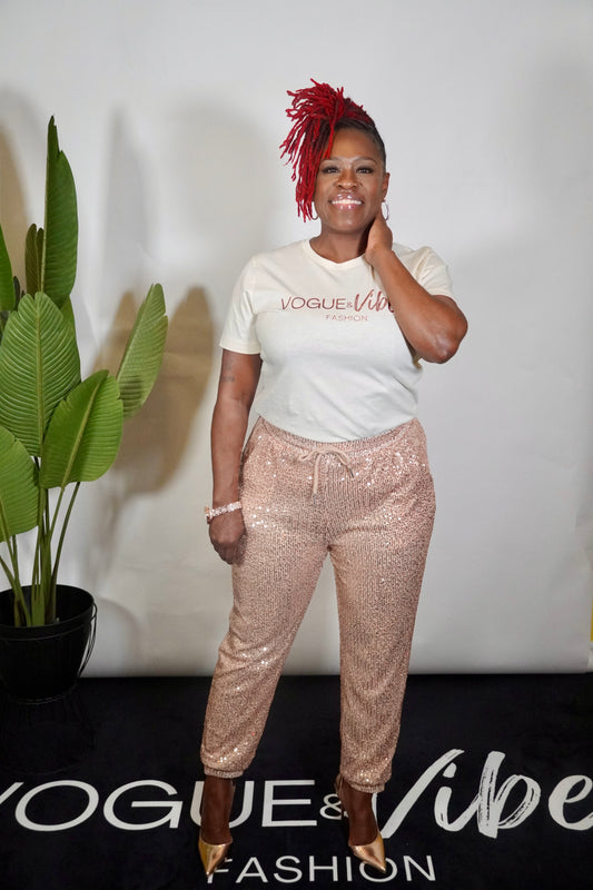 Rose Gold Sequin Joggers