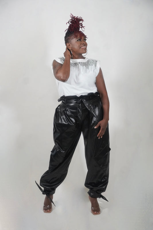 Chic Black Faux Leather Pants