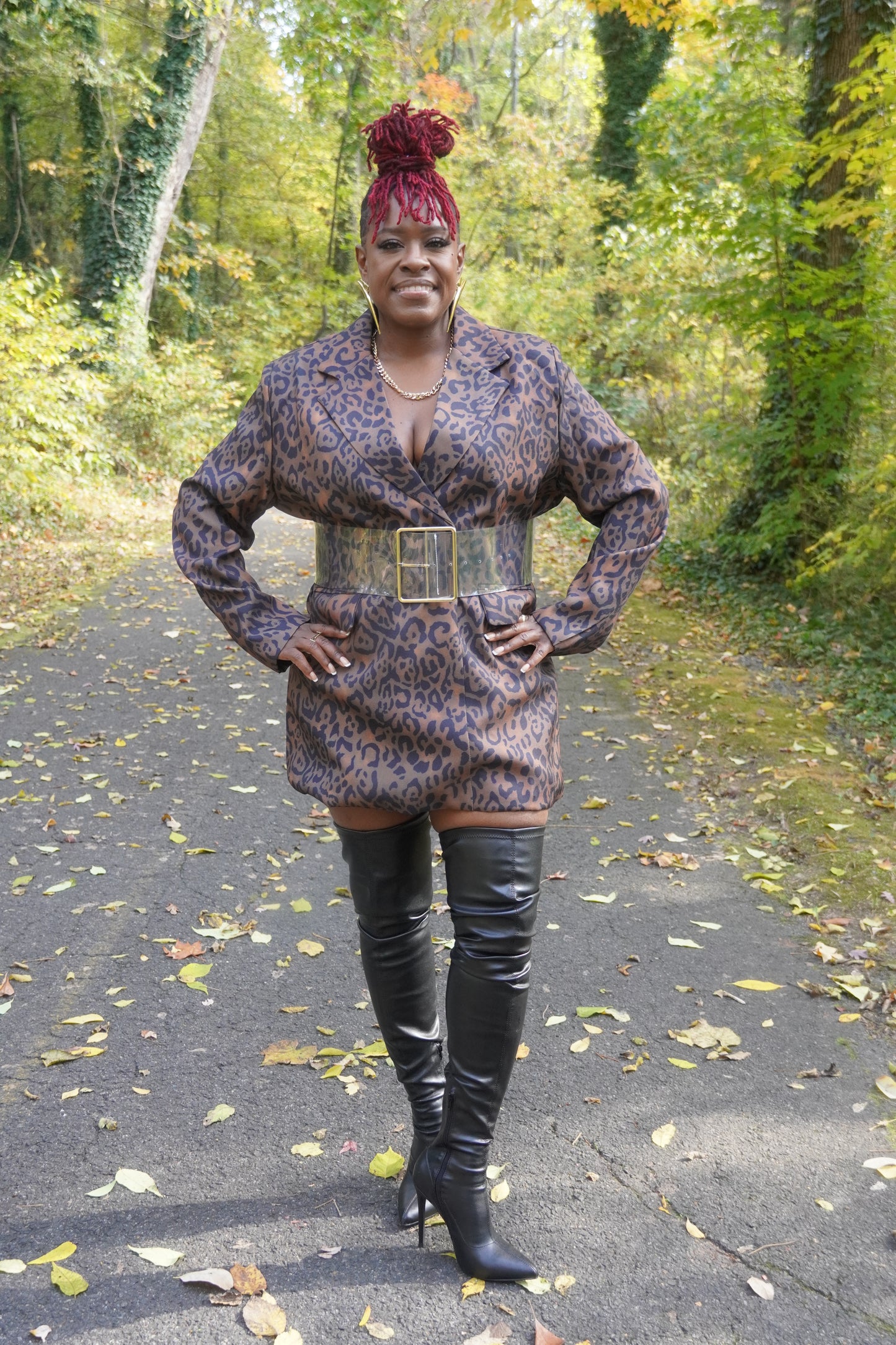 LEOPARD PRINT LONG SLEEVE OVERSIZE DRESS