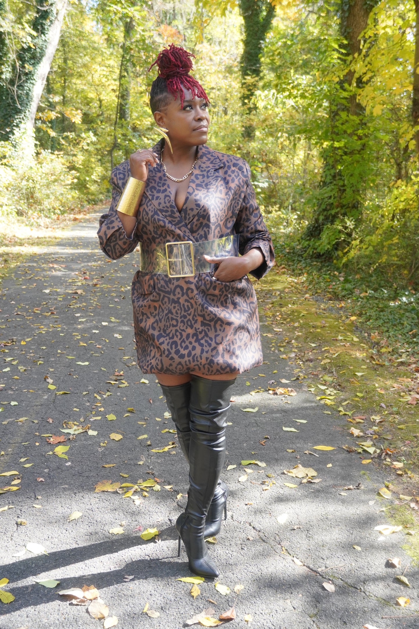 LEOPARD PRINT LONG SLEEVE OVERSIZE DRESS