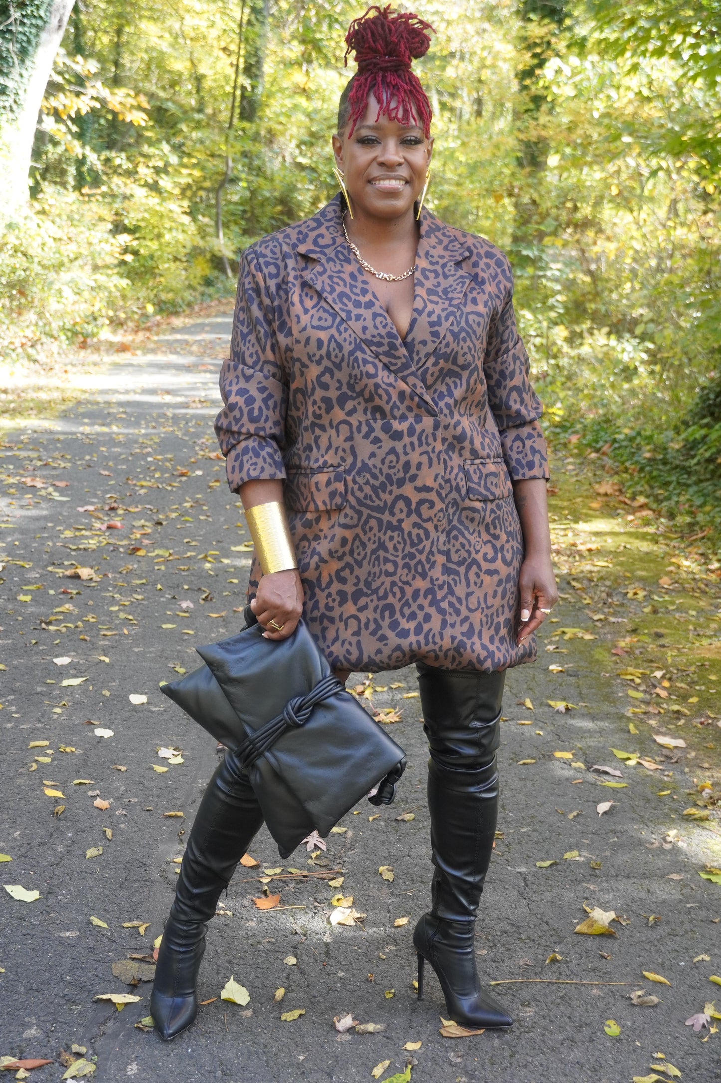 LEOPARD PRINT LONG SLEEVE OVERSIZE DRESS