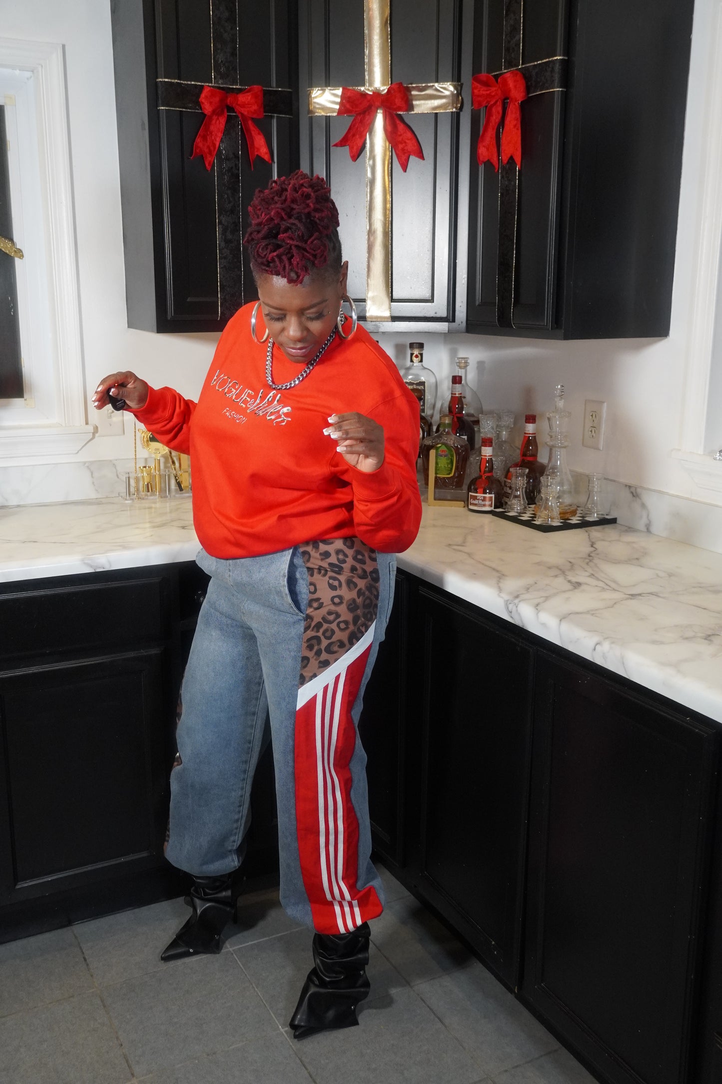 WILD SIDE ANIMAL PRINT DENIM PANTS