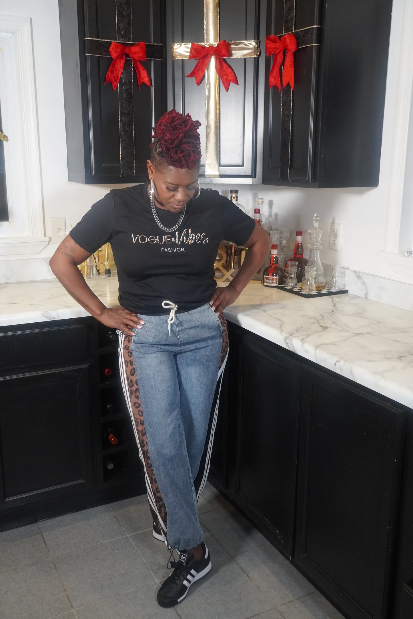 WILD SIDE ANIMAL PRINT DENIM PANTS