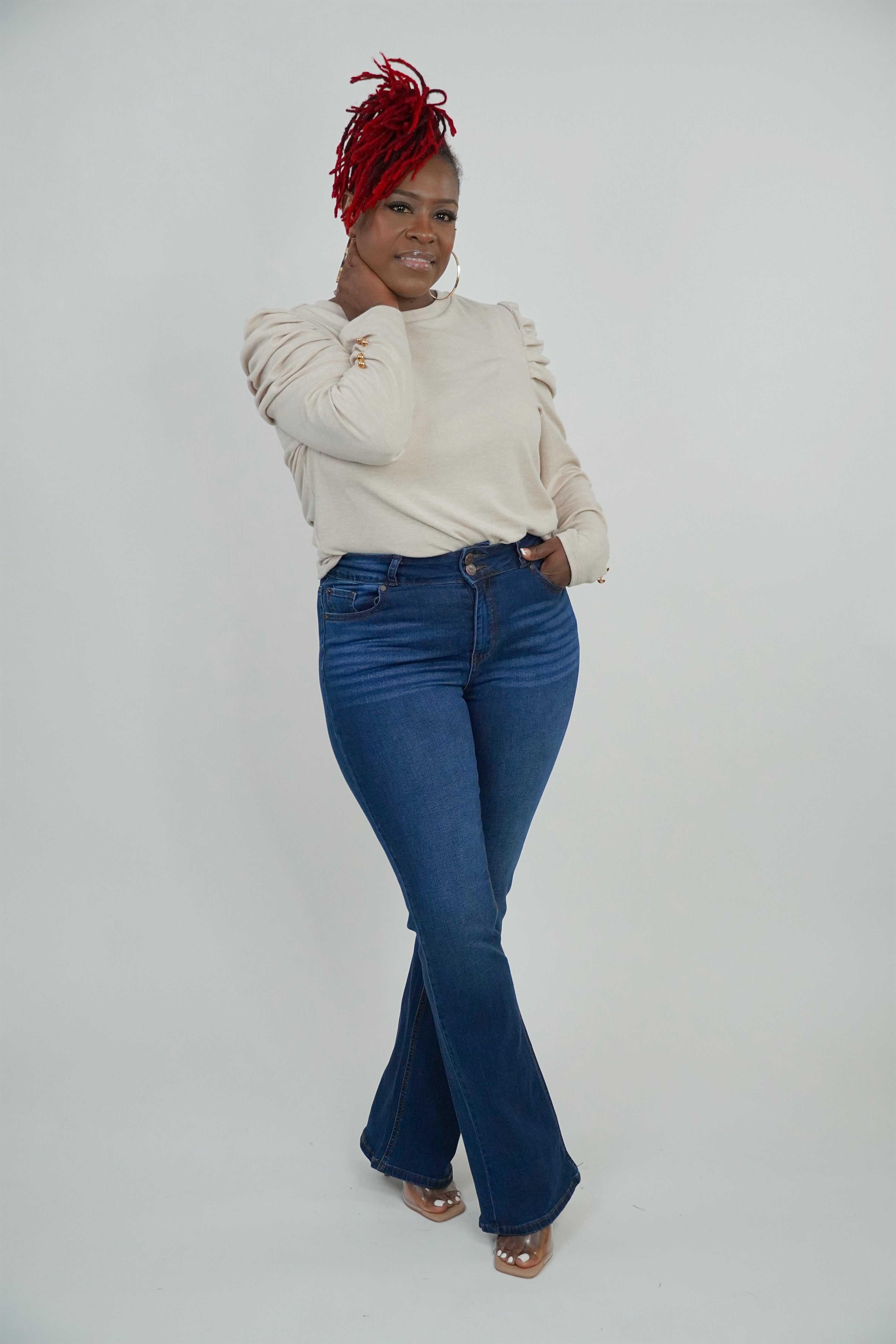 High-rise boot cut jeans